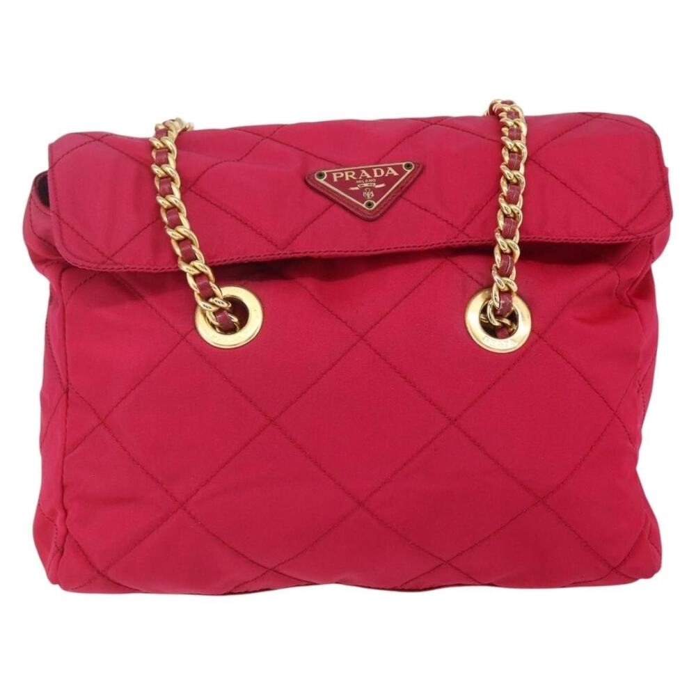 Prada Nylon Quilted Chain Shoulder Bag Pink